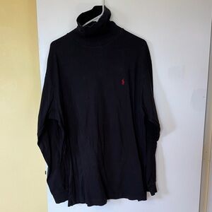 Ralph Lauren Black Turtleneck Sweater with Red Pony Logo